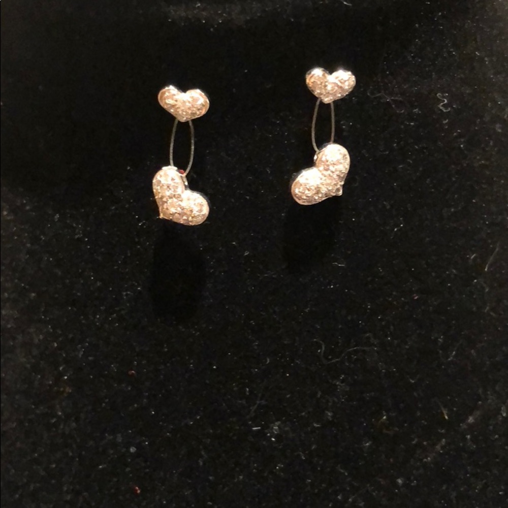 Small double heart shaped Diamond earrings